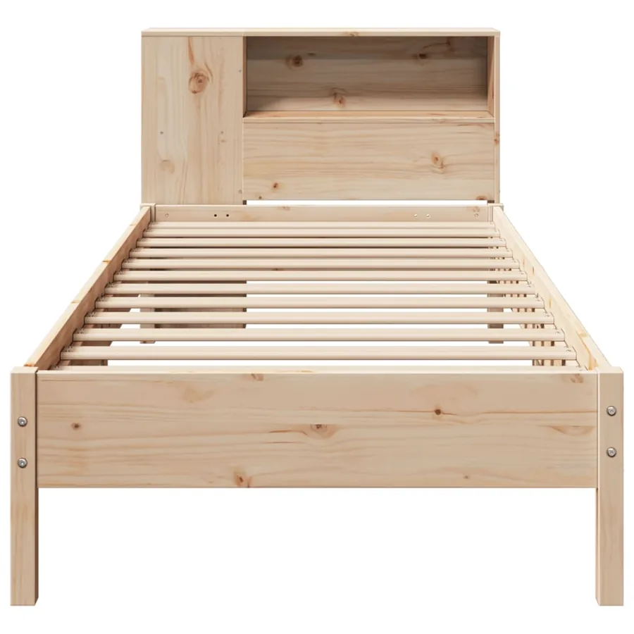 Lit bibliothèque sans matelas 90x200 cm bois de pin massif - 4