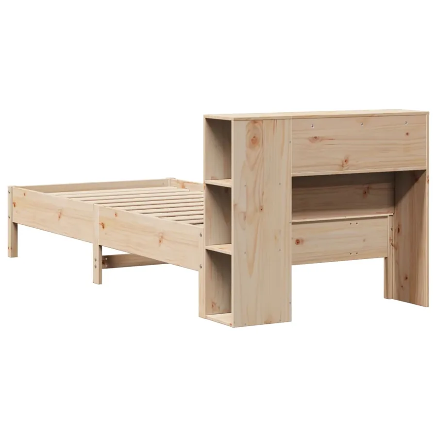 Lit bibliothèque sans matelas 90x200 cm bois de pin massif - 6