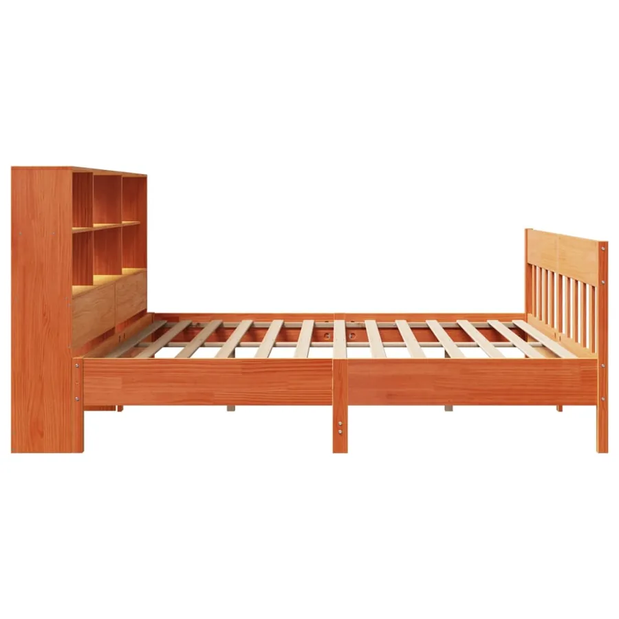 Cadre de lit sans matelas cire marron 200x200cm bois pin massif - 7