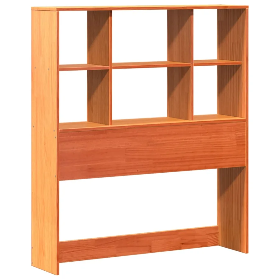 Lit bibliothèque sans matelas cire marron 75x190 cm pin massif - 6