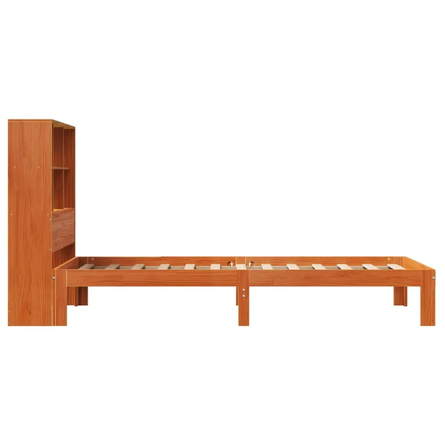 Lit bibliothèque sans matelas cire marron 75x190 cm pin massif - 7