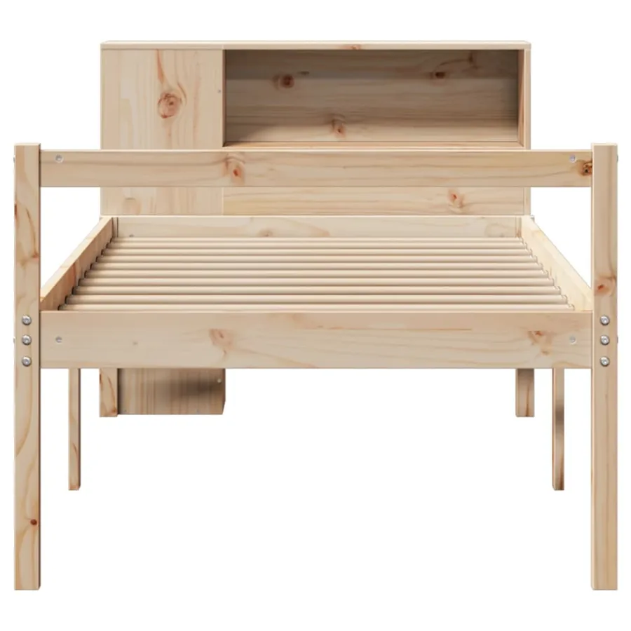 Lit bibliothèque sans matelas 90x190 cm bois de pin massif - 4