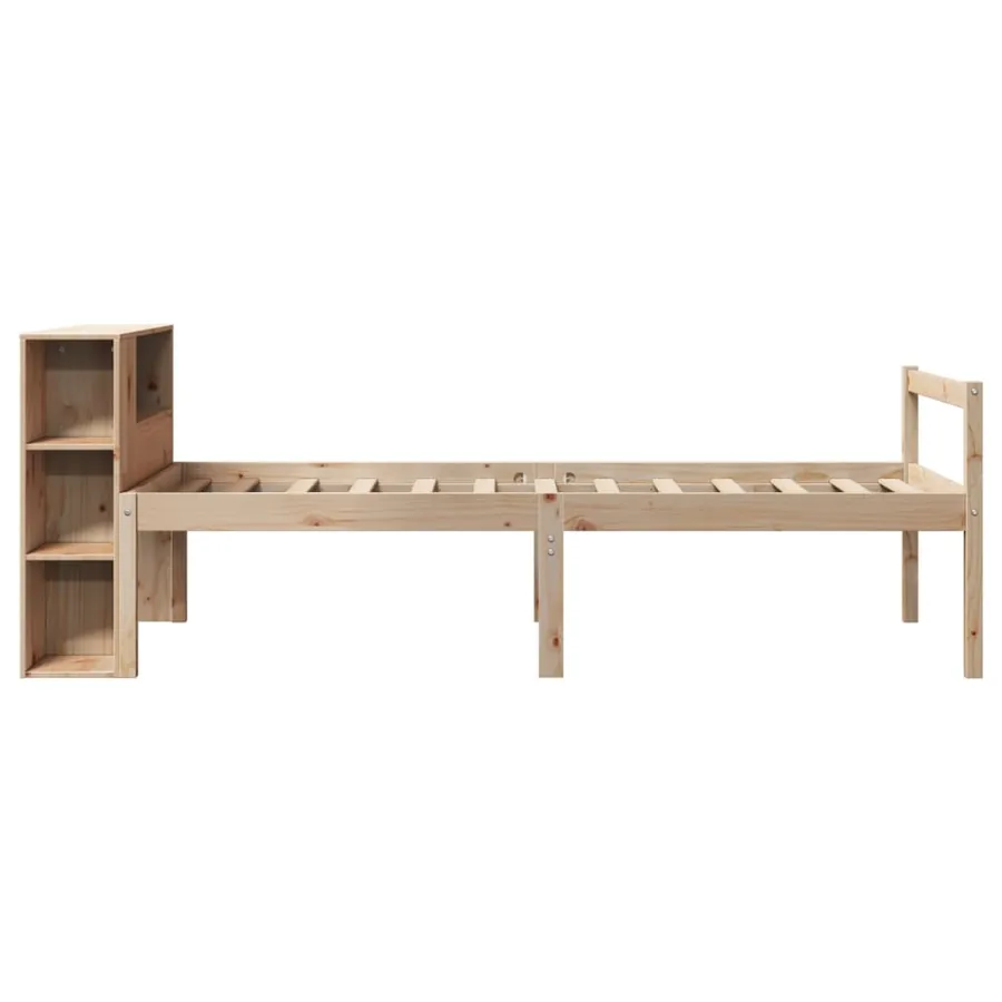 Lit bibliothèque sans matelas 90x190 cm bois de pin massif - 5