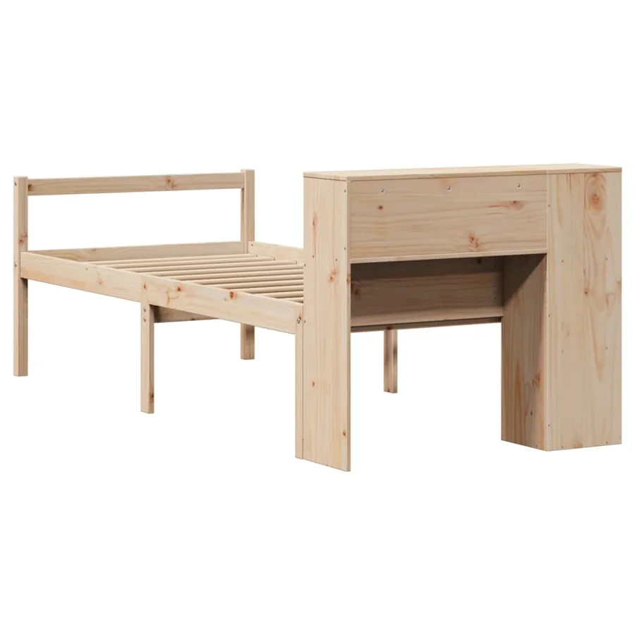 Lit bibliothèque sans matelas 90x190 cm bois de pin massif - 6