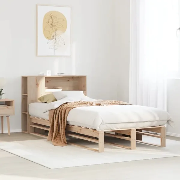 Lit bibliothèque sans matelas 90x200 cm bois massif
