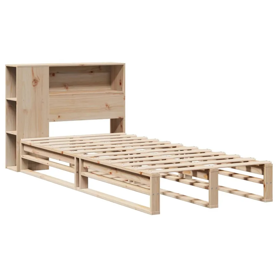 Lit bibliothèque sans matelas 90x200 cm bois massif - 3