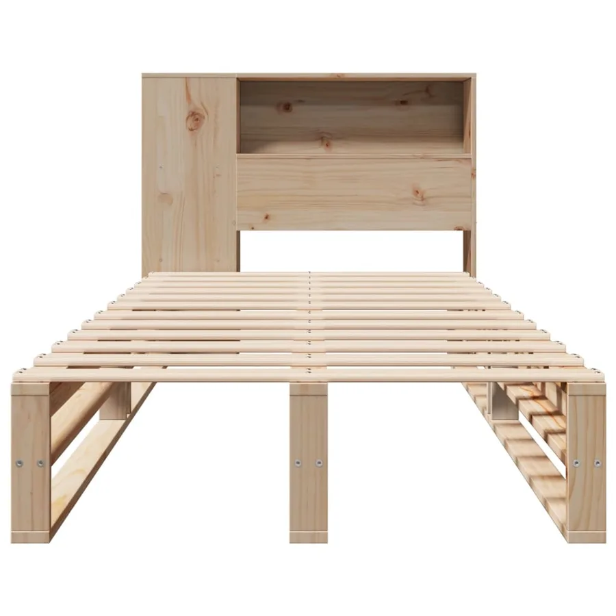 Lit bibliothèque sans matelas 90x200 cm bois massif - 5