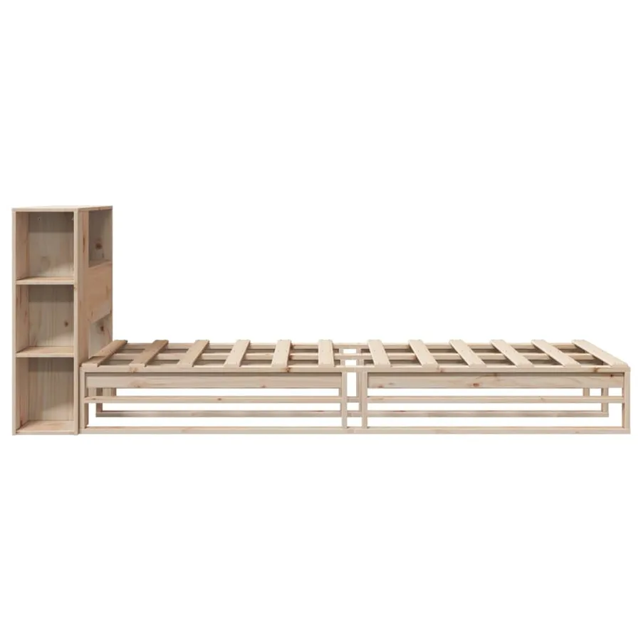 Lit bibliothèque sans matelas 90x200 cm bois massif - 7