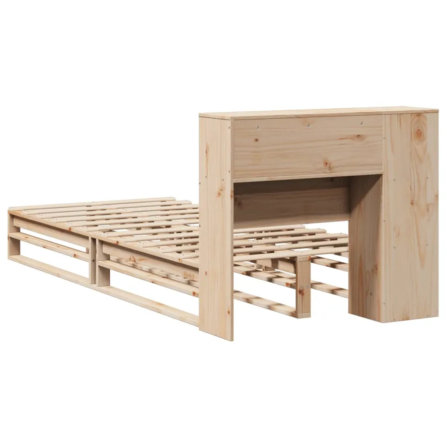 Lit bibliothèque sans matelas 90x200 cm bois massif - 8