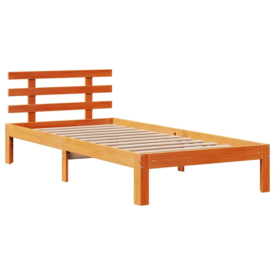 Lit bibliothèque sans matelas cire marron 75x190 cm pin massif - 8