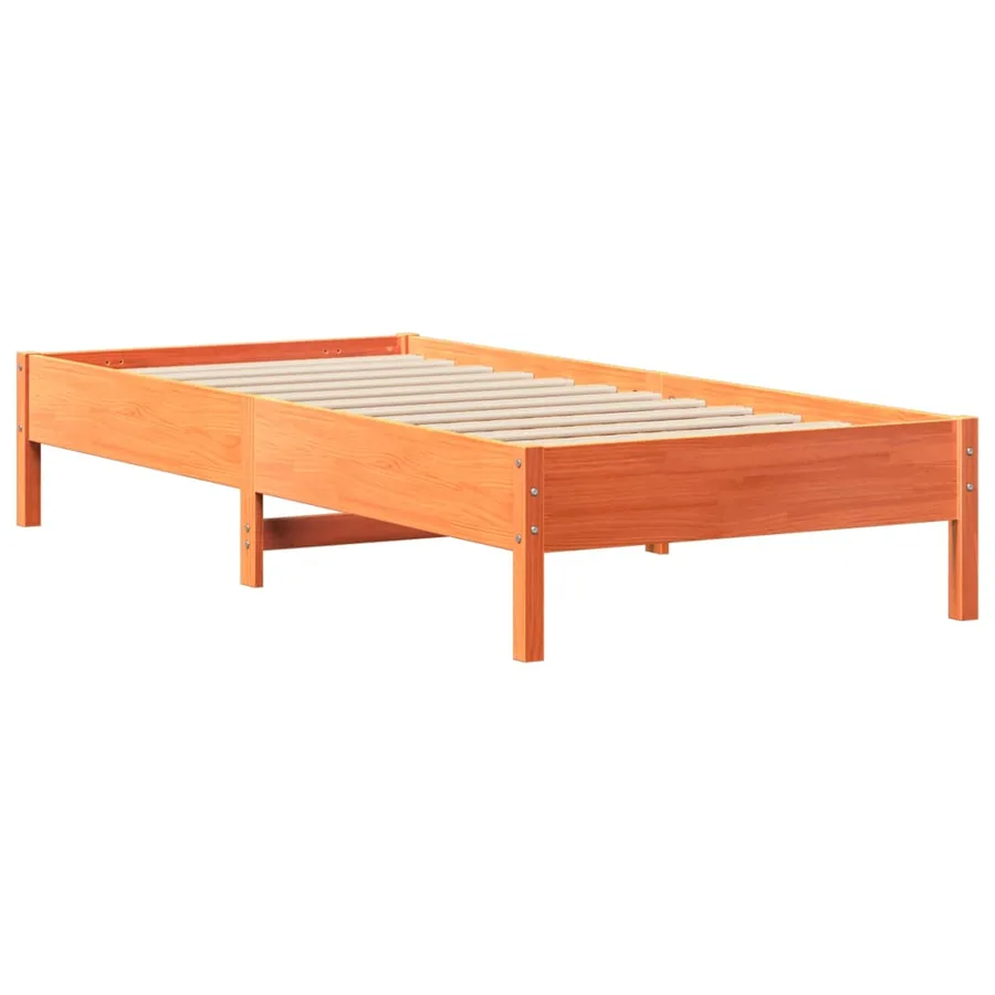 Lit bibliothèque sans matelas cire marron 75x190 cm pin massif - 8