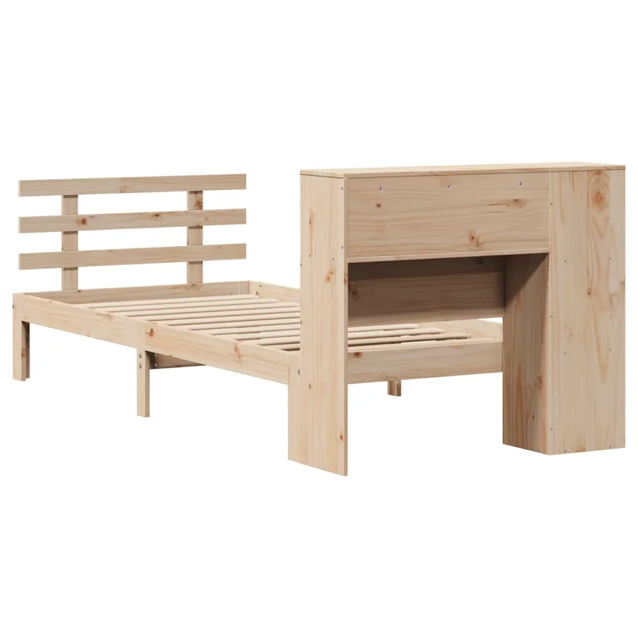 Lit bibliothèque sans matelas 90x200 cm bois de pin massif - 6