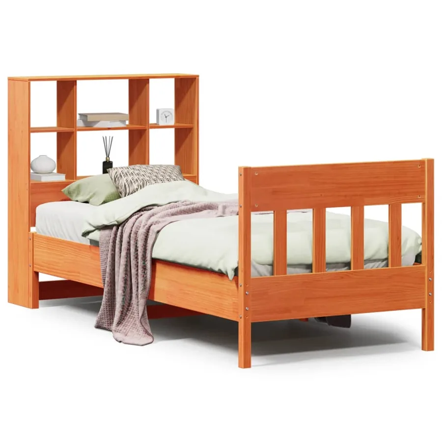 Cadre de lit sans matelas cire marron 75x190 cm bois pin massif - 2