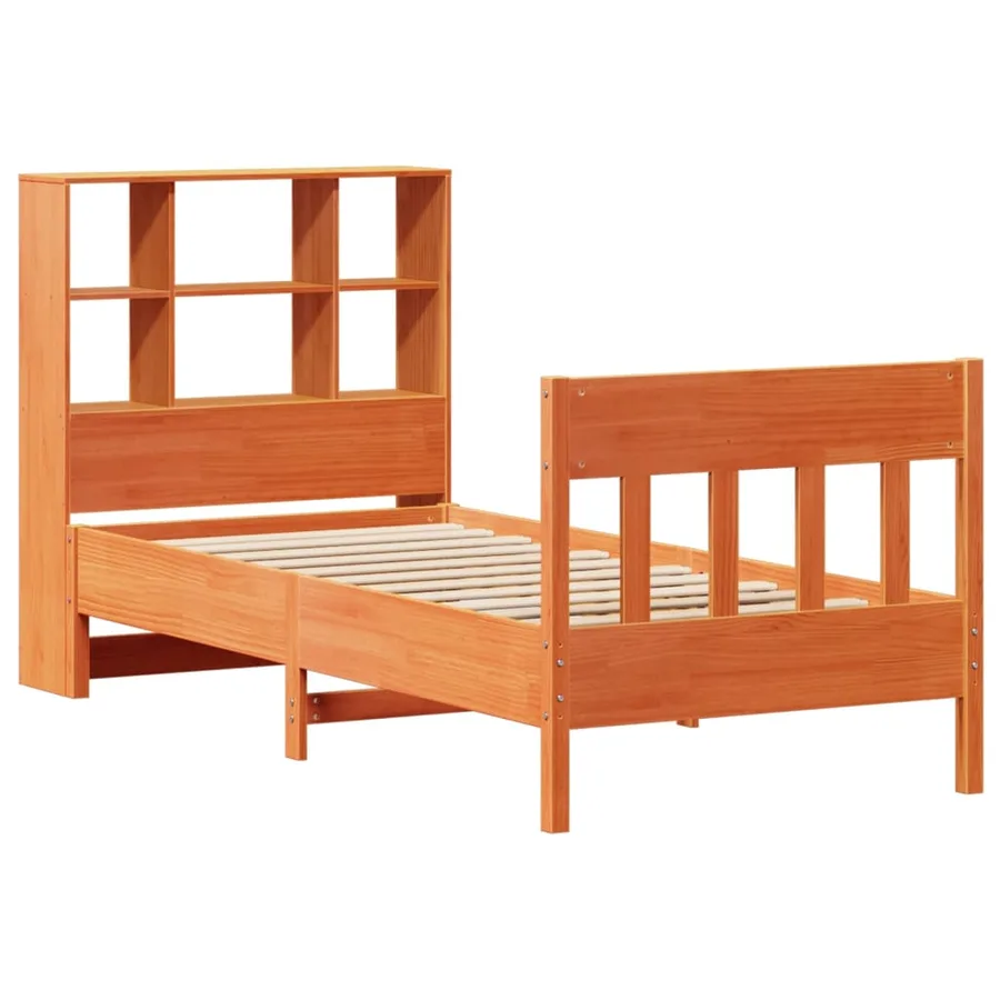 Cadre de lit sans matelas cire marron 75x190 cm bois pin massif - 3
