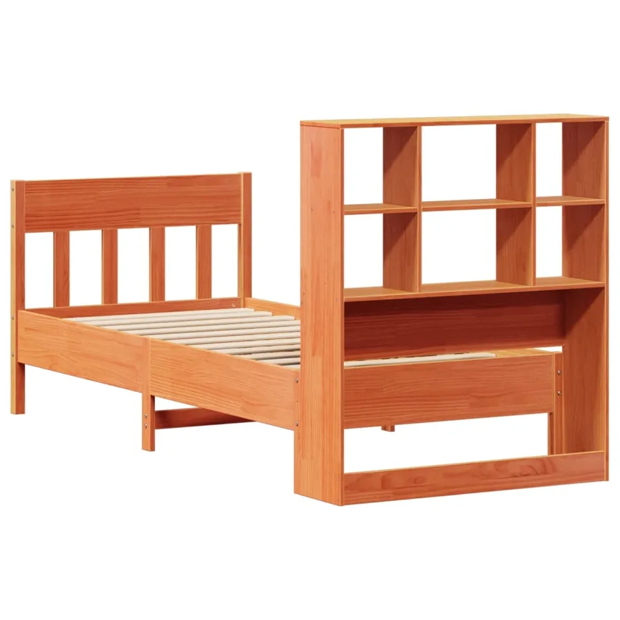 Cadre de lit sans matelas cire marron 75x190 cm bois pin massif - 8