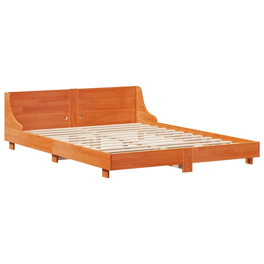 Cadre de lit sans matelas cire marron 120x190cm bois pin massif - 5