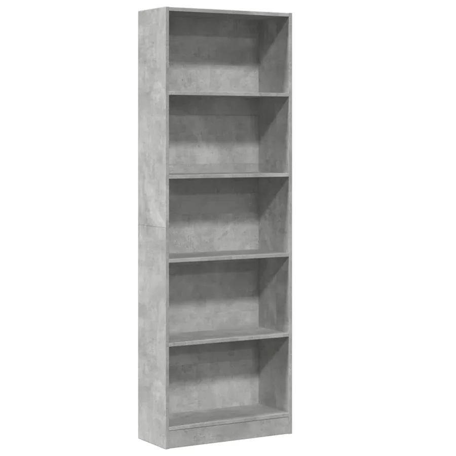 Bibliothèque gris béton 60x24x176 cm bois d'ingénierie - 2