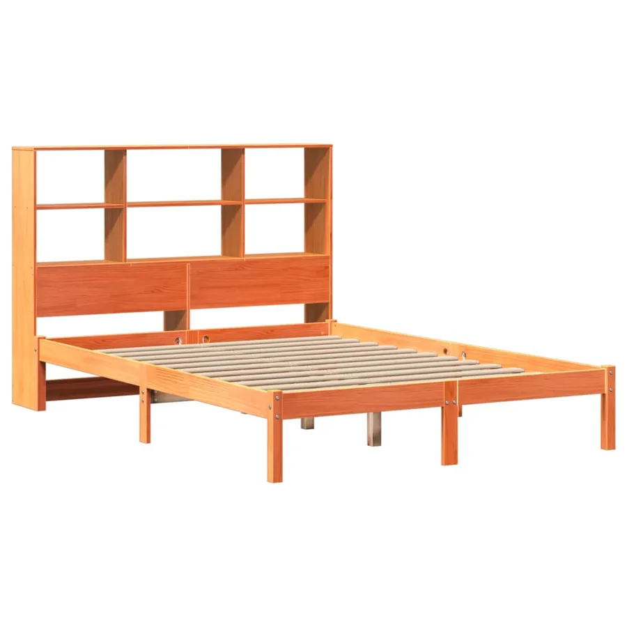 Lit bibliothèque sans matelas cire marron 120x190cm pin massif - 3