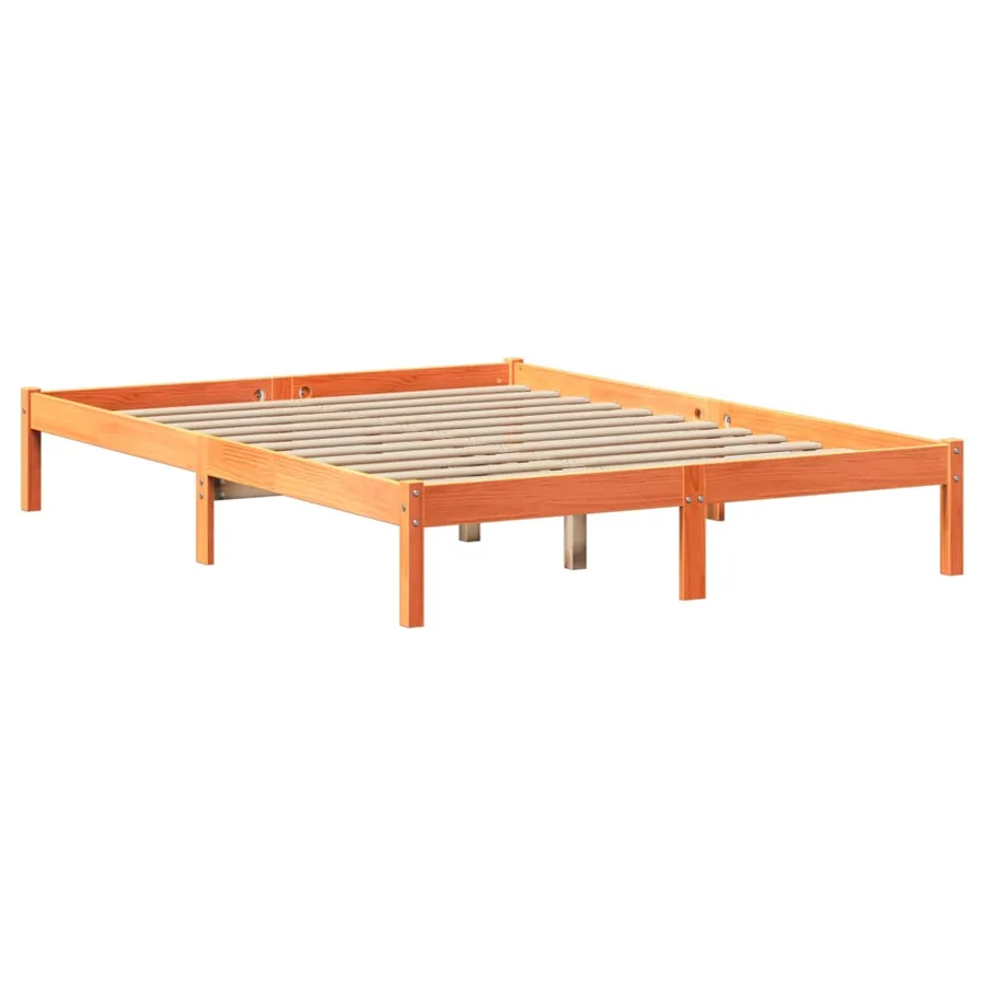 Lit bibliothèque sans matelas cire marron 120x190cm pin massif - 5