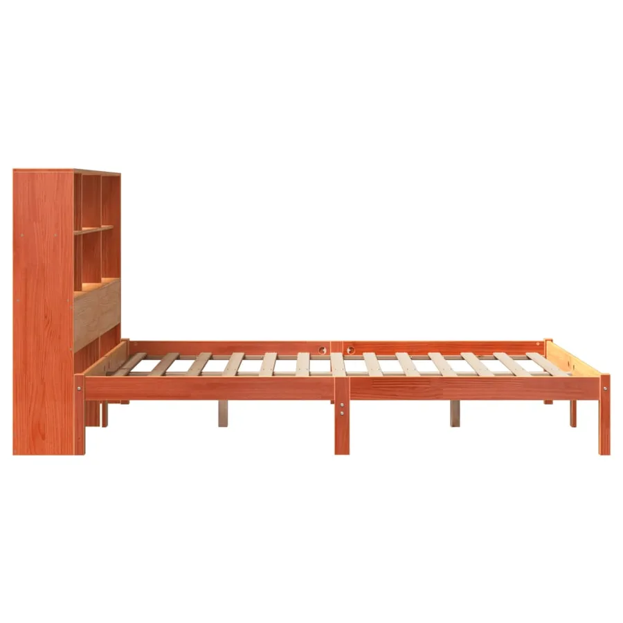 Lit bibliothèque sans matelas cire marron 120x190cm pin massif - 7