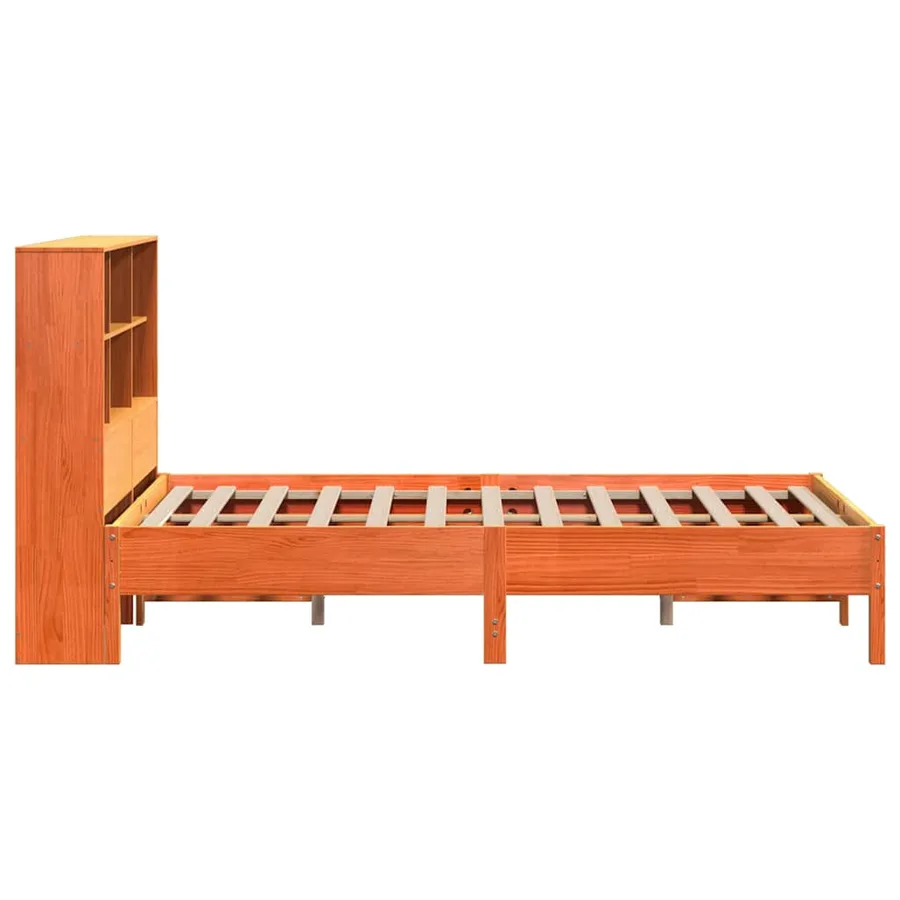 Lit bibliothèque sans matelas cire marron 120x200 cm pin massif - 5