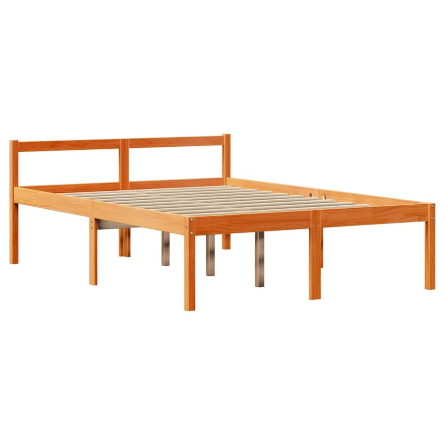 Lit bibliothèque sans matelas cire marron 120x190cm bois massif - 8