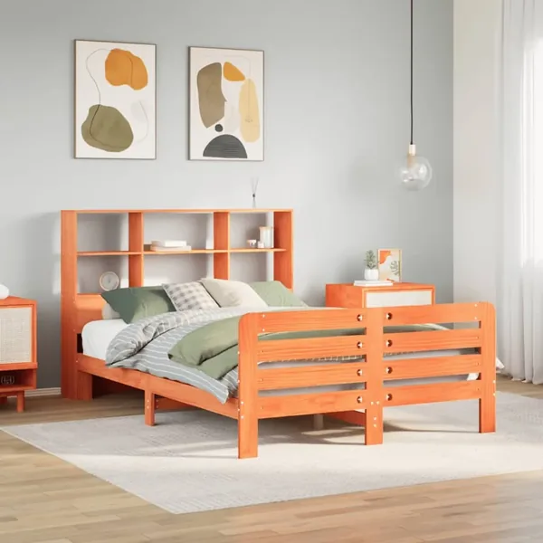 Cadre de lit sans matelas cire marron 120x200cm bois pin massif