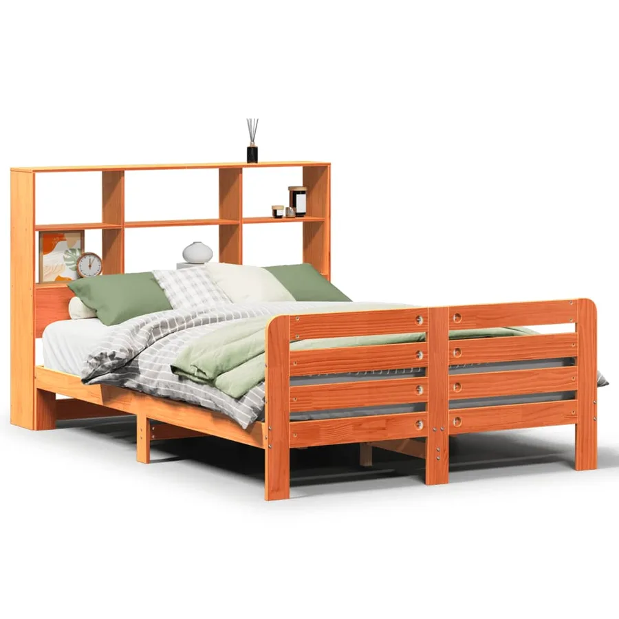 Cadre de lit sans matelas cire marron 120x200cm bois pin massif - 2