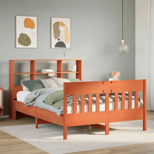 Cadre de lit sans matelas cire marron 120x200cm bois pin massif