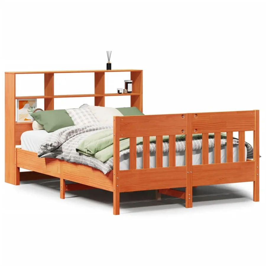 Cadre de lit sans matelas cire marron 120x200cm bois pin massif - 2