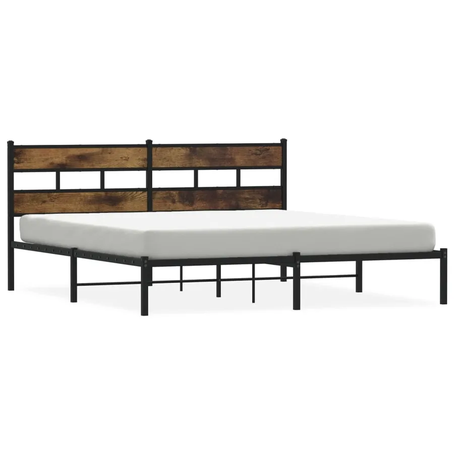 Cadre de lit en métal sans matelas chêne fumé 200x200 cm - 2