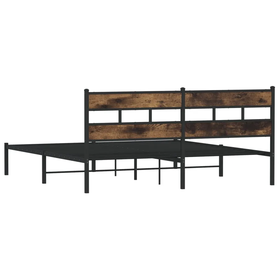 Cadre de lit en métal sans matelas chêne fumé 200x200 cm - 6