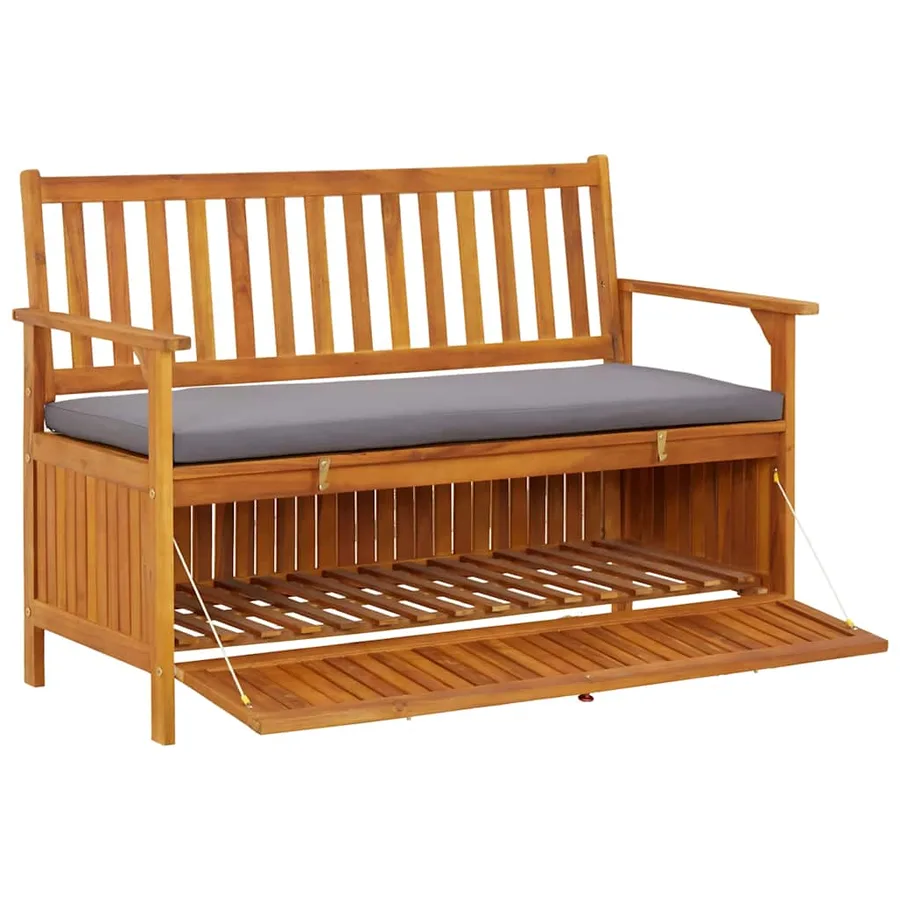 Banc de rangement de jardin 120 cm Bois d'acacia solide - 7