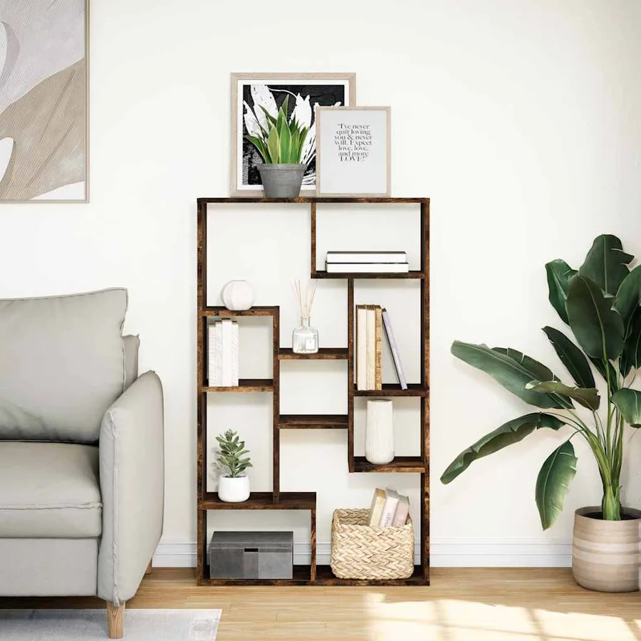 Bibliothèque chêne fumé 72x20x120,5 cm bois d'ingénierie - 3