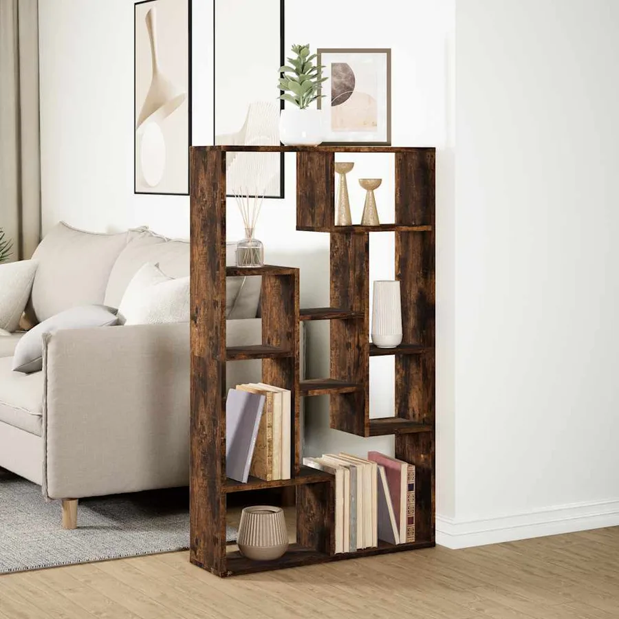 Bibliothèque chêne fumé 72x20x120,5 cm bois d'ingénierie - 4