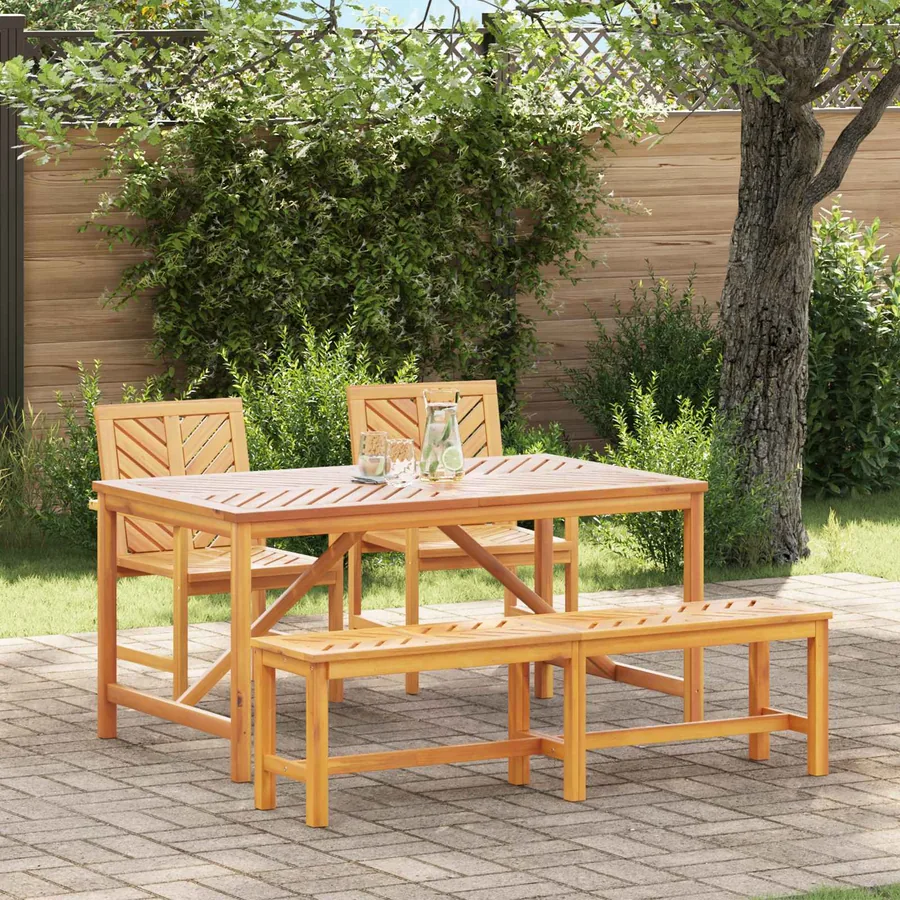 Ensemble de salle à manger pour jardin 4 pc Marron