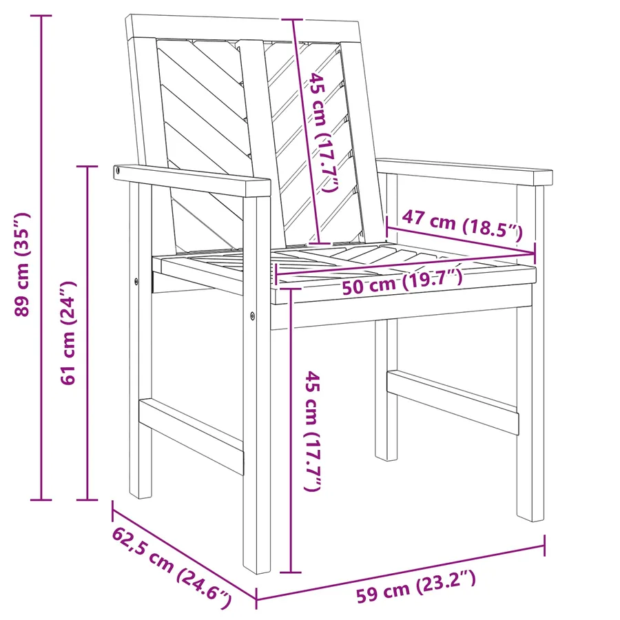 Ensemble de salle à manger pour jardin 4 pc Marron - 12