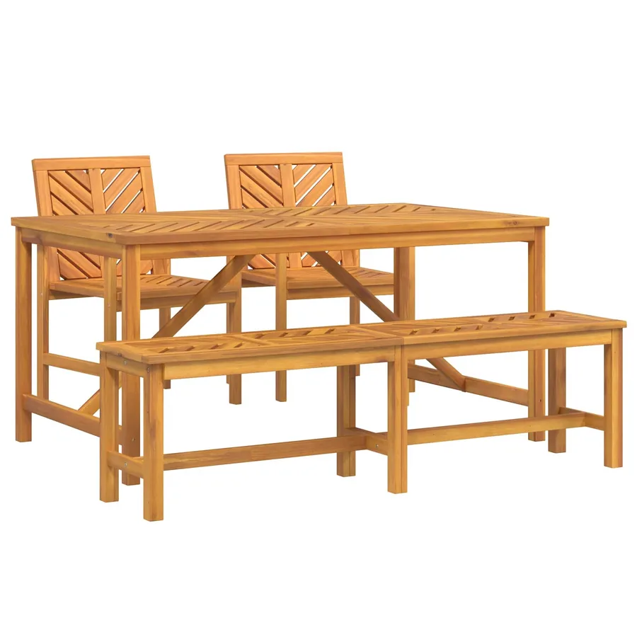4-Piece Garden Dining Set Brown - 2