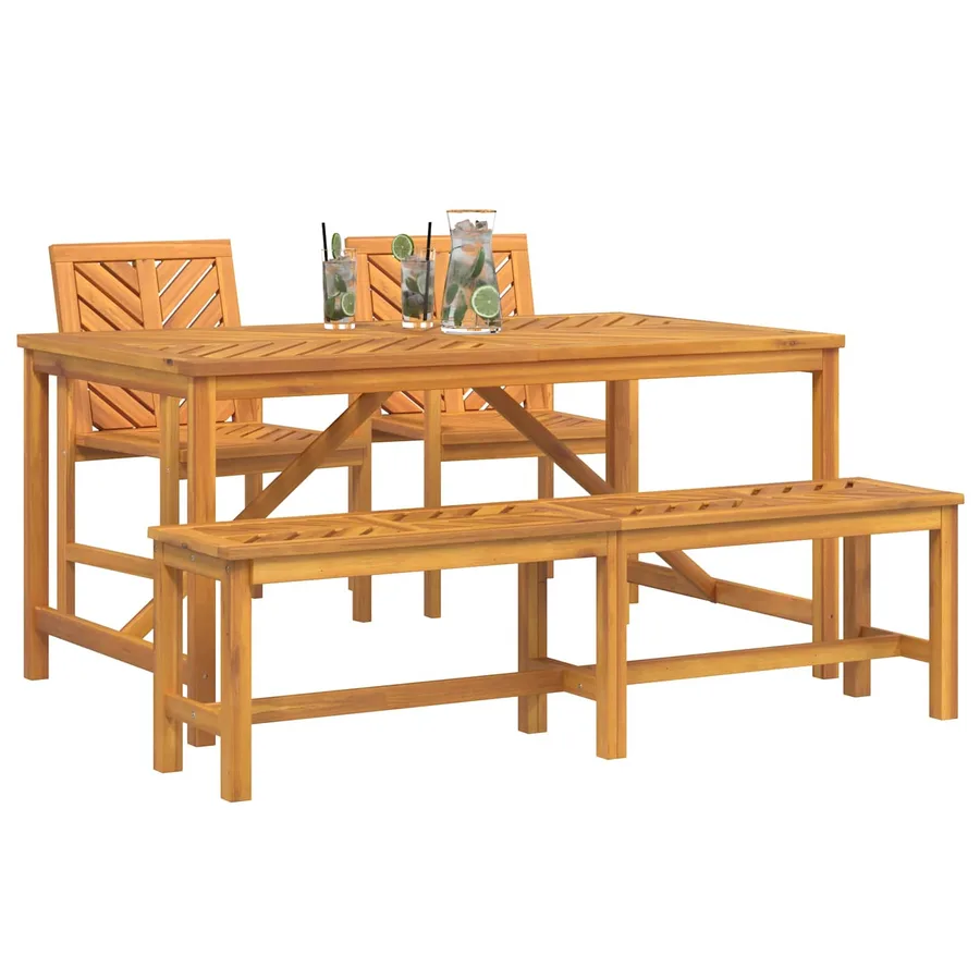 4-Piece Garden Dining Set Brown - 3