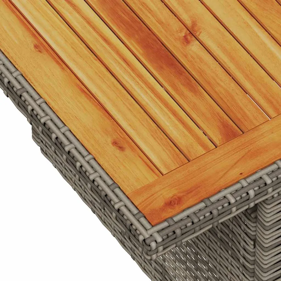 Salon de jardin avec coussins 7 pcs gris résine tressée acacia - 10