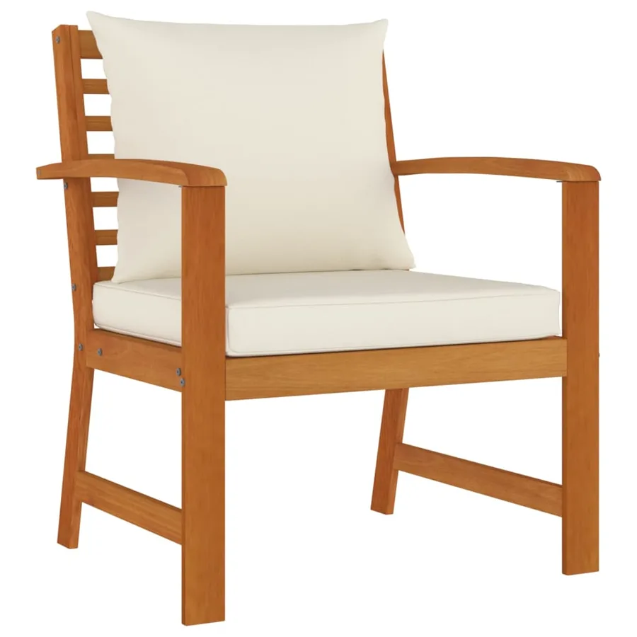 Ensemble à manger de jardin 4 pcs coussins Bois acacia - 5