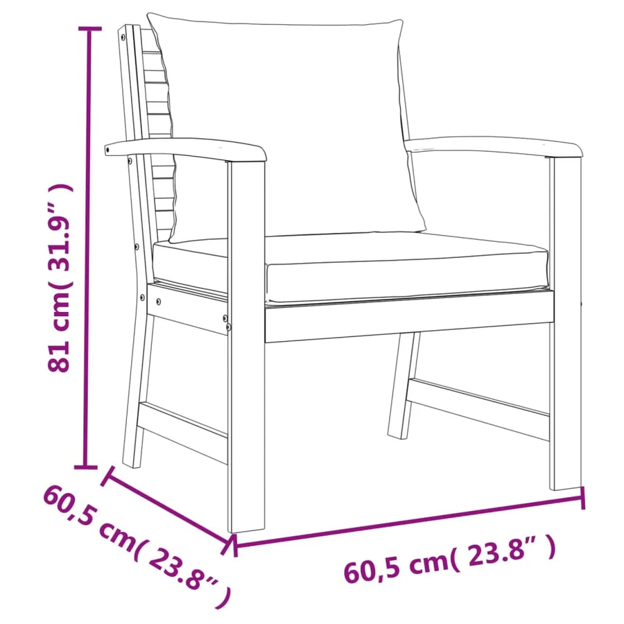 Ensemble à manger de jardin 4 pcs coussins Bois acacia - 8