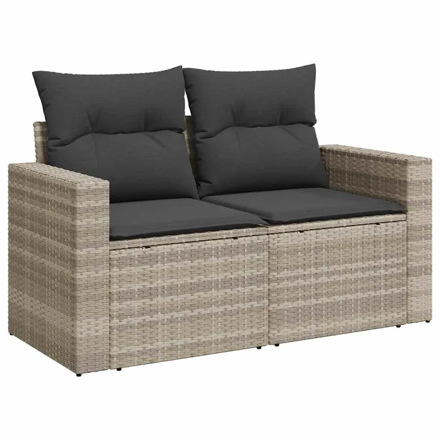Salon de jardin 5 pcs avec coussins gris clair résine tressée - 4