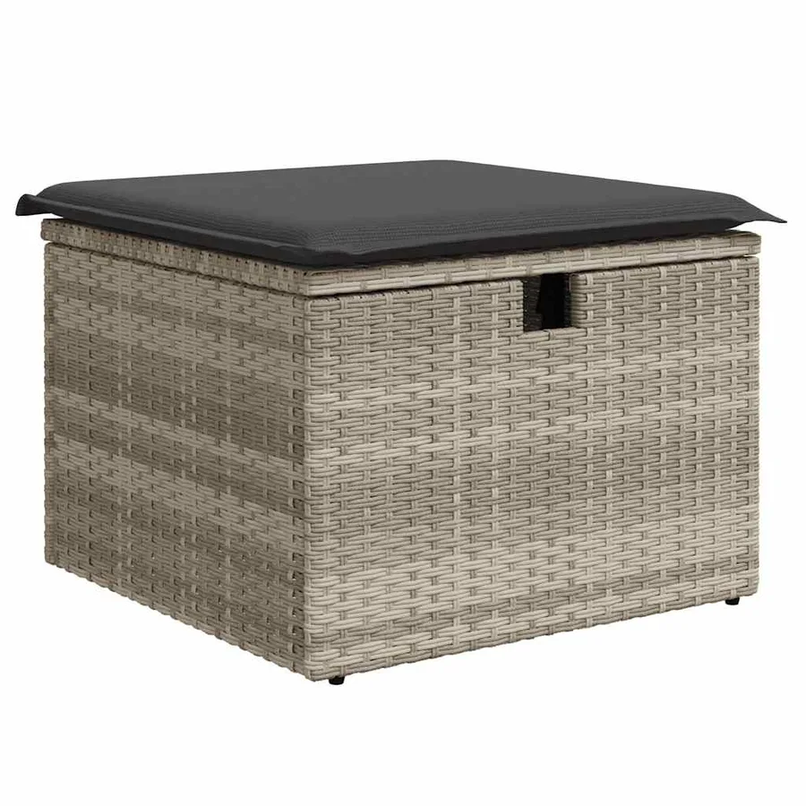 Salon de jardin 6 pcs avec coussins gris clair résine tressée - 5