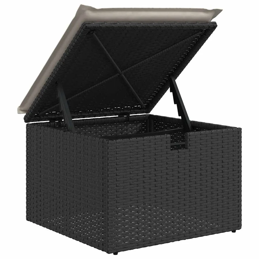 Salon de jardin 6 pcs avec coussins noir résine tressée - 8