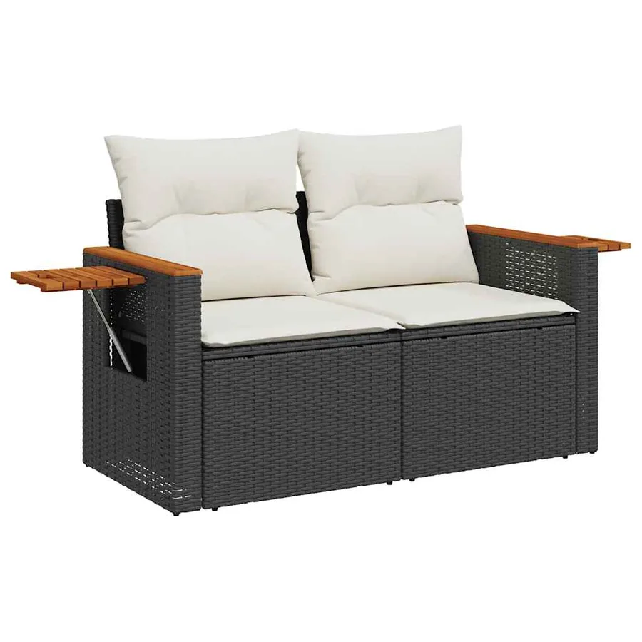 Salon de jardin 7 pcs avec coussins noir résine tressée 55 x 62 x 69 cm - 61,0 kg - 5