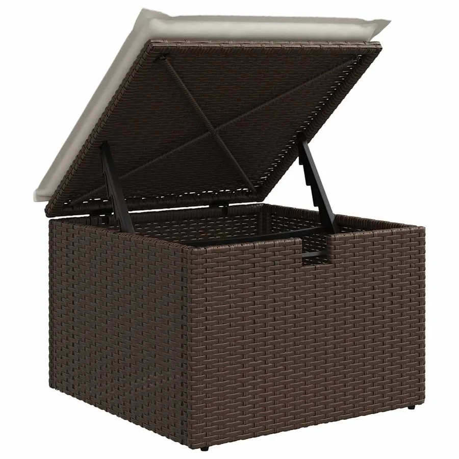 Salon de jardin 8 pcs avec coussins marron résine tressée - 10