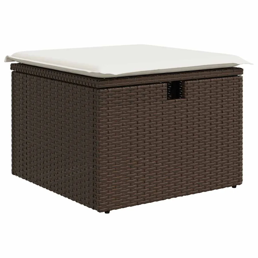 Salon de jardin 8 pcs avec coussins marron résine tressée - 5