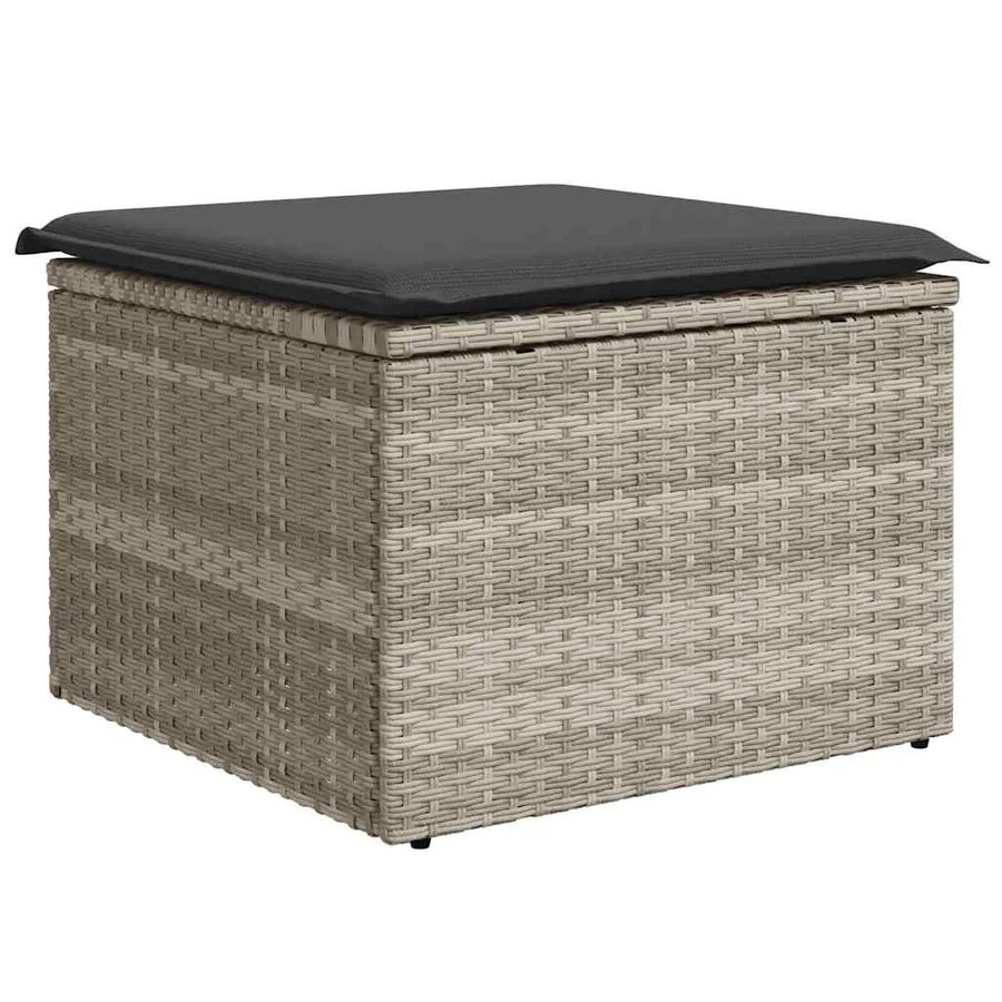 Salon de jardin 6 pcs avec coussins gris clair résine tressée - 5