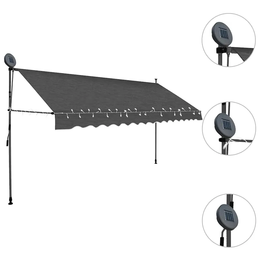 Auvent manuel rétractable avec LED 350 cm Anthracite - 3